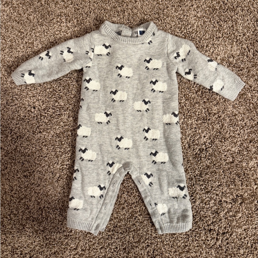 Janie and Jack Gray Sheep Print Footie